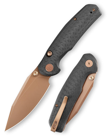 Trivisa Hornet Pro-CG - 3.34" 14C28N Rose Gold PVD Blade, Carbon Fibre G10 Handle, Button Liner Lock