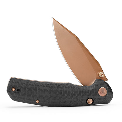 Trivisa Hornet Pro-CG - 3.34" 14C28N Rose Gold PVD Blade, Carbon Fibre G10 Handle, Button Liner Lock