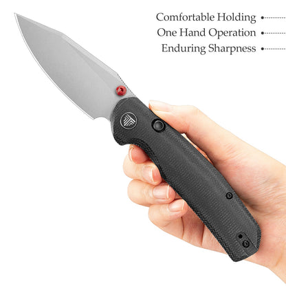 Trivisa Hornet Pro-BM - 3.34" 14C28N Stonewashed Blade, Black Micarta Handle, Button Liner Lock