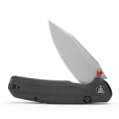 Trivisa Hornet Pro-BM - 3.34" 14C28N Stonewashed Blade, Black Micarta Handle, Button Liner Lock