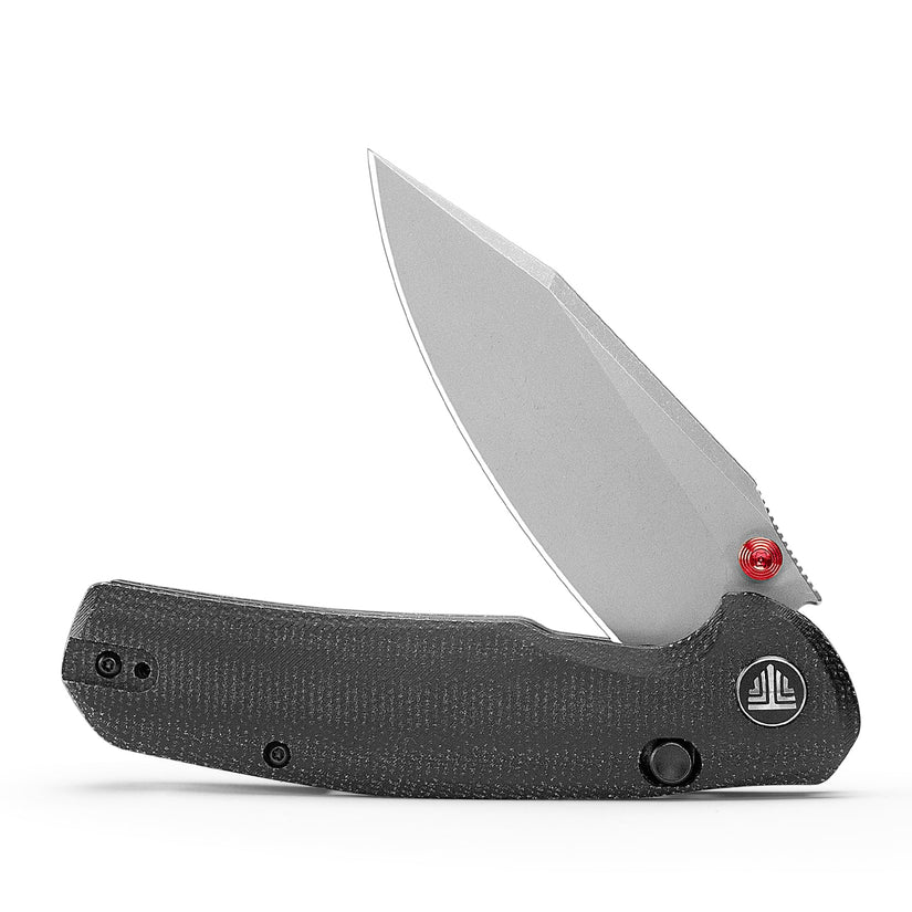 Trivisa Hornet Pro-BM - 3.34" 14C28N Stonewashed Blade, Black Micarta Handle, Button Liner Lock