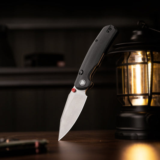 Trivisa Hornet Pro-BM - 3.34" 14C28N Stonewashed Blade, Black Micarta Handle, Button Liner Lock
