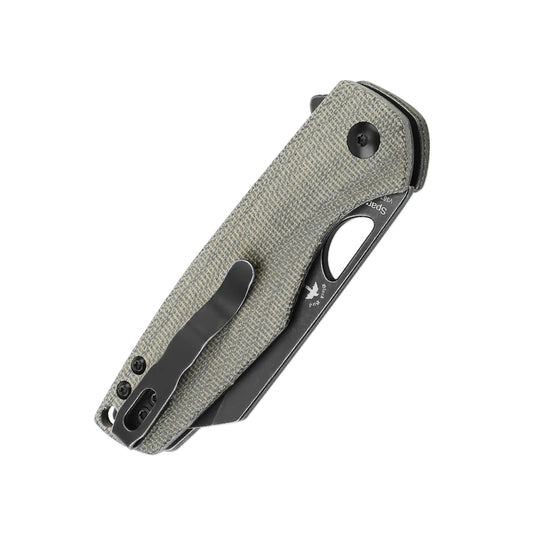 Kizer Sparrow Green Micarta - 2.99" 154CM Black Stonewashed Blade, Green Micarta Handle - V3628C2