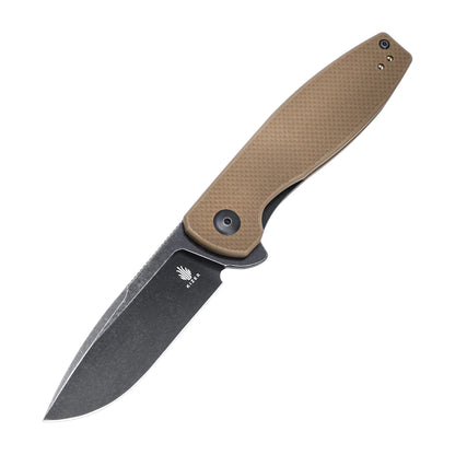 Kizer The Swedge - 3.43" 9Cr18MoV Black Stonewashed Blade, Brown G10 Handle - L4001A1