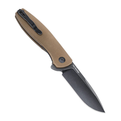 Kizer The Swedge - 3.43" 9Cr18MoV Black Stonewashed Blade, Brown G10 Handle - L4001A1