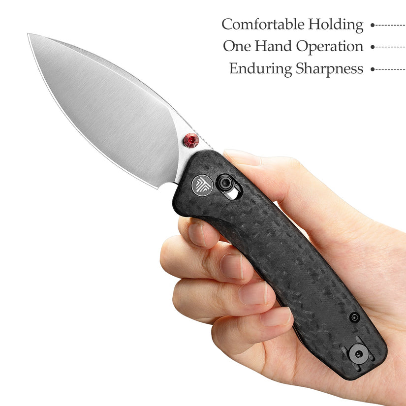 Trivisa Koala Plus-CG - 2.99" 14C28N Stonewashed Blade, Carbon Fibre G10 Handle