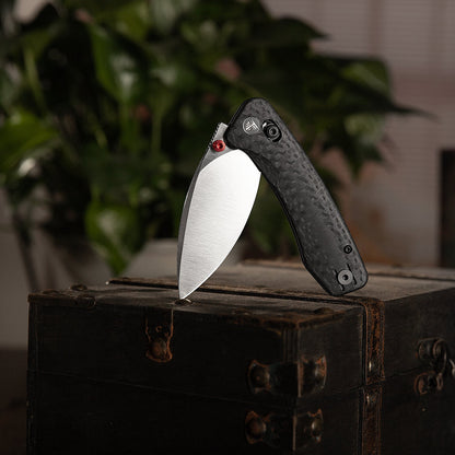 Trivisa Koala Plus-CG - 2.99" 14C28N Stonewashed Blade, Carbon Fibre G10 Handle
