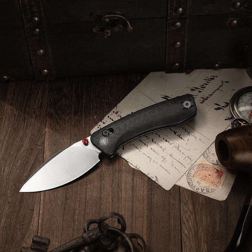 Trivisa Koala Plus-CG - 2.99" 14C28N Stonewashed Blade, Carbon Fibre G10 Handle