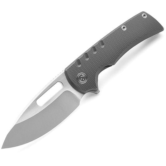 Miguron Knives Arma II - 3.75" M390 Satin Blade, Dark Grey Titanium Handle