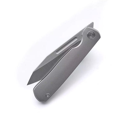 Miguron Knives Ekry - 3.25" CPM-20CV Hand Hollow Ground Rubbed Satin Blade, Titanium Handle