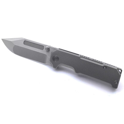 Miguron Knives Geddon - 4.13" M390 Hand Hollow Ground, Hand Rubbed Satin Blade, Sand Blasted Titanium Handle