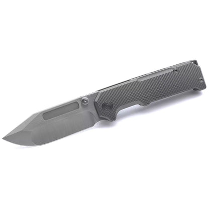 Miguron Knives Geddon - 4.13" M390 Hand Hollow Ground, Hand Rubbed Satin Blade, Sand Blasted Titanium Handle