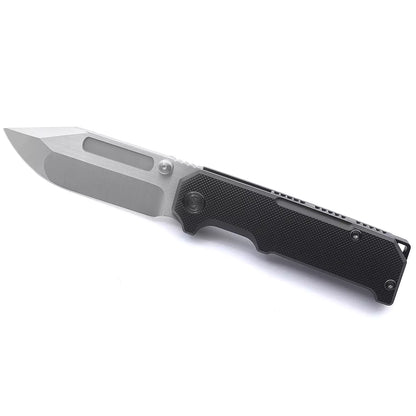 Miguron Knives Geddon - 4.13" M390 Hand Hollow Ground, Hand Rubbed Satin Blade, Dark Grey PVD Titanium Handle