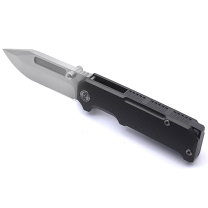 Miguron Knives Geddon - 4.13" M390 Hand Hollow Ground, Hand Rubbed Satin Blade, Dark Grey PVD Titanium Handle