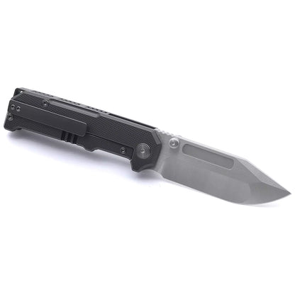 Miguron Knives Geddon - 4.13" M390 Hand Hollow Ground, Hand Rubbed Satin Blade, Dark Grey PVD Titanium Handle