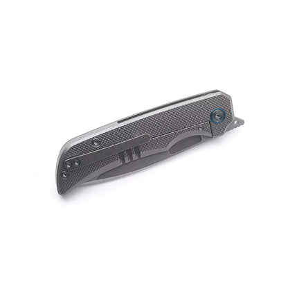 Miguron Knives Mero - 3.65" M390 Hand Hollow Ground Rubbed Satin Blade, Titanium Handle