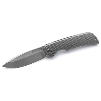 Miguron Knives Mero - 3.65" M390 Hand Hollow Ground Rubbed Satin Blade, Titanium Handle