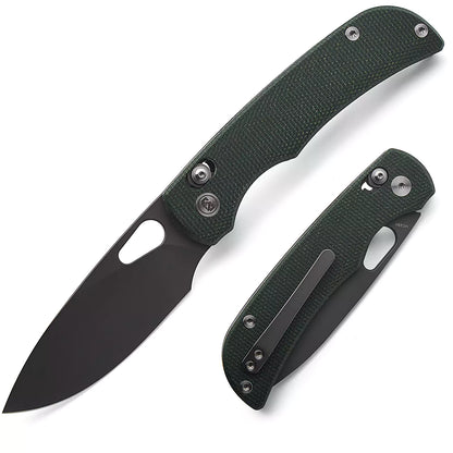 Miguron Moyarl Crossbar Lock - 3.5" 14C28N Dark Grey PVD Blade, Green Micarta Handle - MGR-806AGN