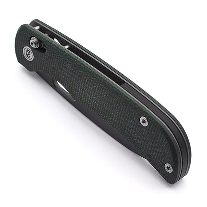 Miguron Moyarl Crossbar Lock - 3.5" 14C28N Dark Grey PVD Blade, Green Micarta Handle - MGR-806AGN