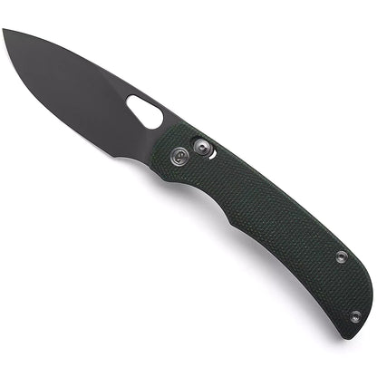 Miguron Moyarl Crossbar Lock - 3.5" 14C28N Dark Grey PVD Blade, Green Micarta Handle - MGR-806AGN