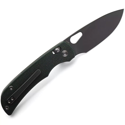 Miguron Moyarl Crossbar Lock - 3.5" 14C28N Dark Grey PVD Blade, Green Micarta Handle - MGR-806AGN