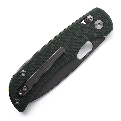 Miguron Moyarl Crossbar Lock - 3.5" 14C28N Dark Grey PVD Blade, Green Micarta Handle - MGR-806AGN