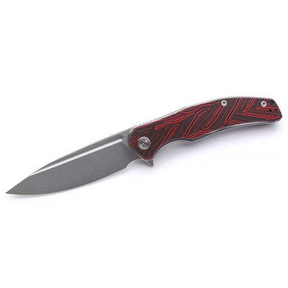 Miguron Knives Velona - 4.22" 14C28N Stonewash Blade, Red GMascus G10 Handle