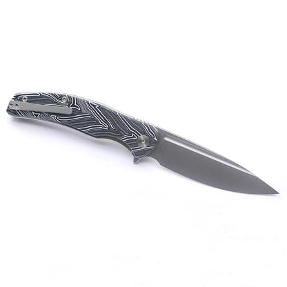 Miguron Knives Velona - 4.22" 14C28N Stonewash Blade, Black GMascus G10 Handle