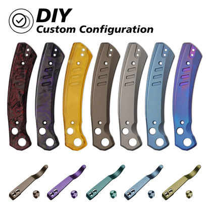 Miguron Karok - 3.4" Stonewashed D2, Anodised Blue/Purple Titanium Handle, Purple Clip