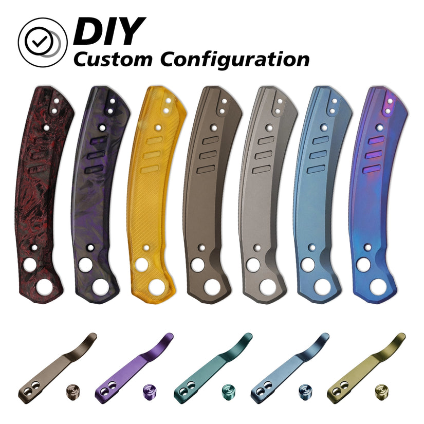 Miguron Karok - 3.4" Stonewashed D2, Anodised Blue/Purple Titanium Handle, Purple Clip