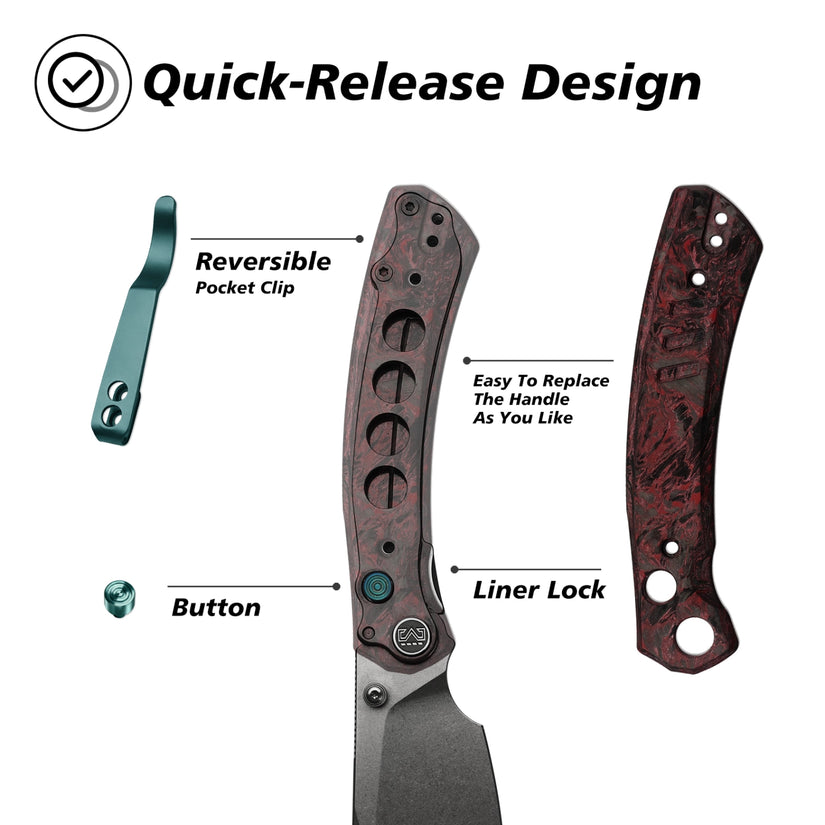 Miguron Karok - 3.4" Stonewashed D2, Anodised Blue/Purple Titanium Handle, Purple Clip