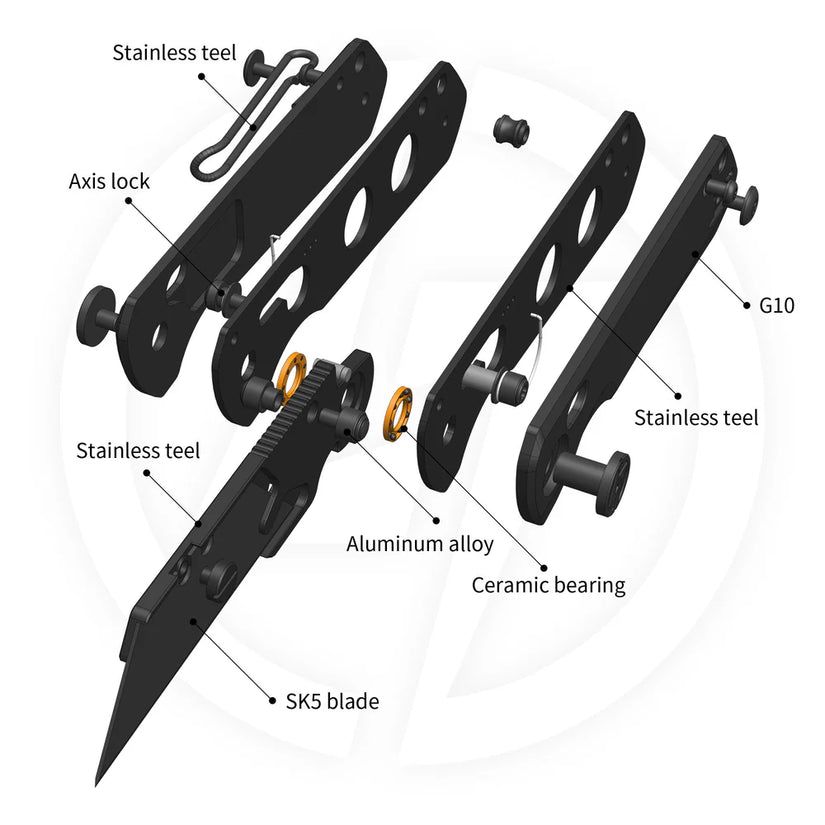 Olitans Adélie Penguins G076 - 2.68" Black Utility Blade, Black G10 Handle