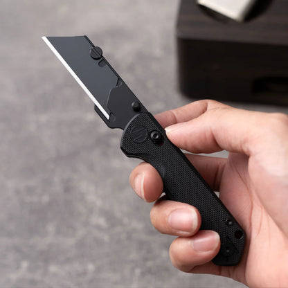 Olitans Adélie Penguins G076 - 2.68" Black Utility Blade, Black G10 Handle