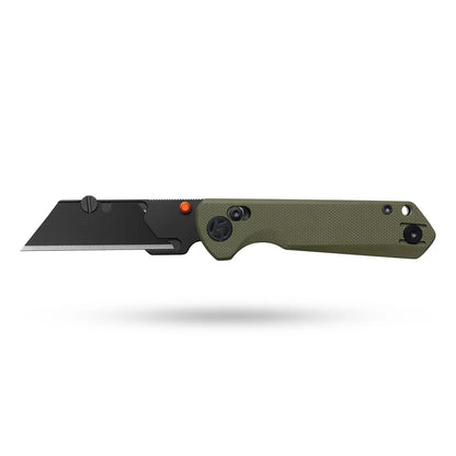Olitans Adélie Penguins G076 - 2.68" Black Utility Blade, Green G10 Handle