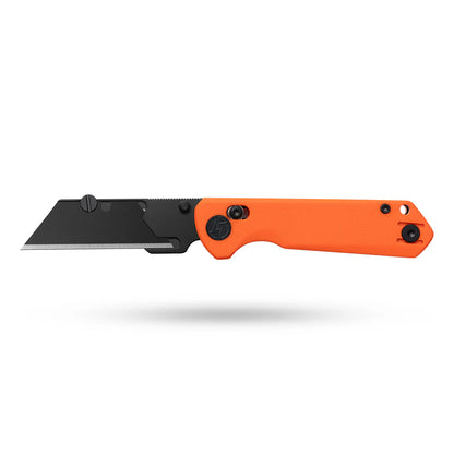Olitans Adélie Penguins G076 - 2.68" Black Utility Blade, Orange G10 Handle