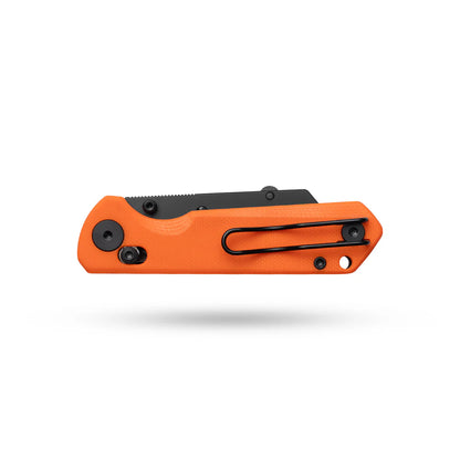 Olitans Adélie Penguins G076 - 2.68" Black Utility Blade, Orange G10 Handle