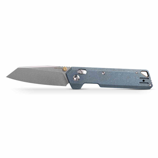 Vosteed Parallel A3504 - 2.9" S35VN Stonewash Blade, Blue Titanium Handle