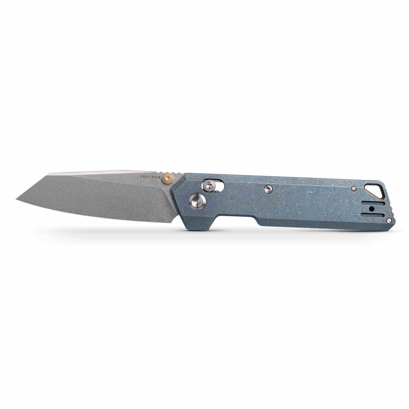Vosteed Parallel A3504 - 2.9" S35VN Stonewash Blade, Blue Titanium Handle