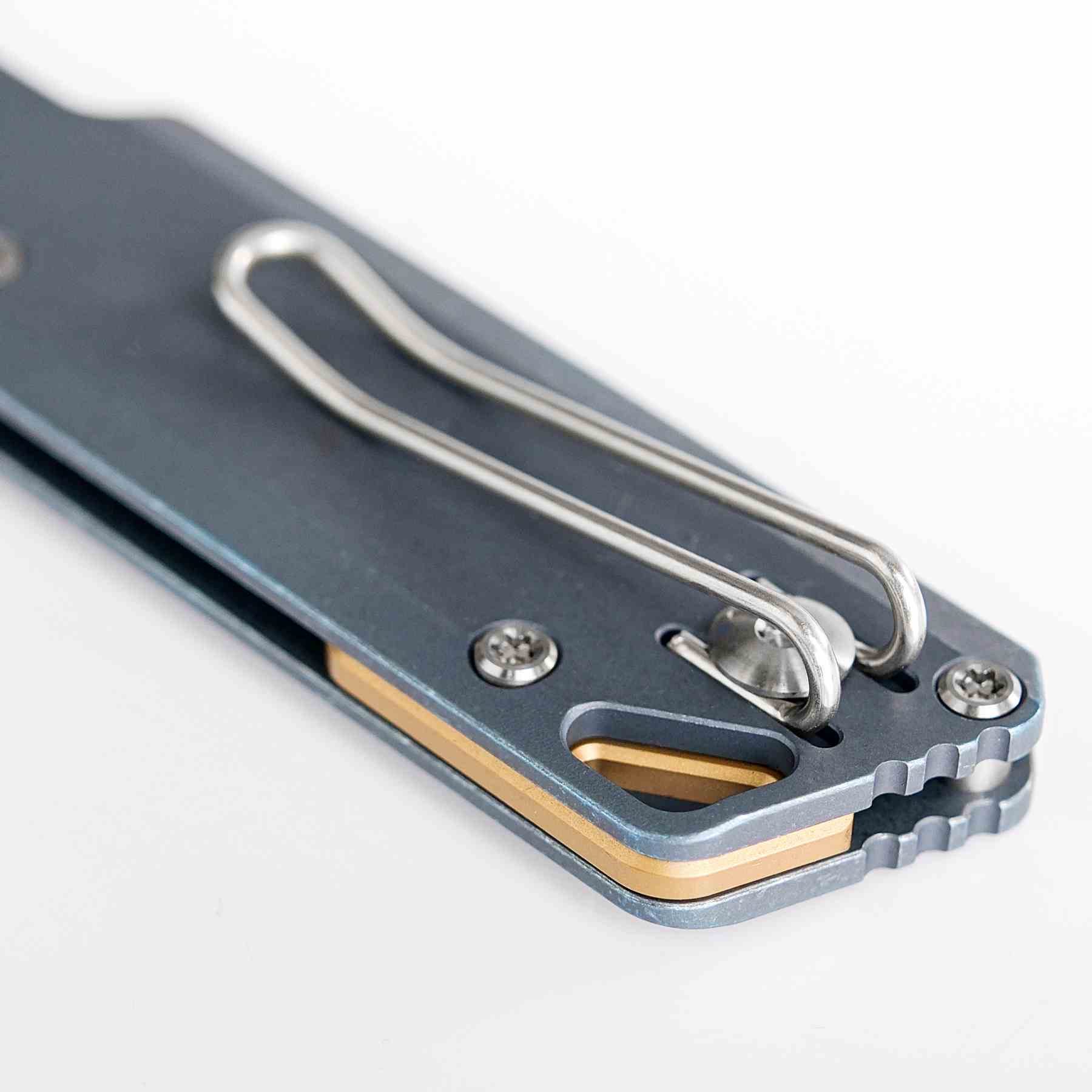Vosteed Parallel A3504 - 2.9" S35VN Stonewash Blade, Blue Titanium Handle