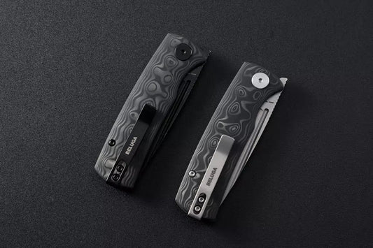 Petrified Fish Mini Beluga PFP01XCDW - 2.99" 14C28N Black Stonewash Blade, Carbon Fibre Handle