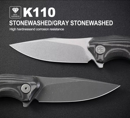 Petrified Fish Hairtail PFP10CGAW - 3.54" K110 Grey Stonewashed Blade, Carbon Fibre Handle