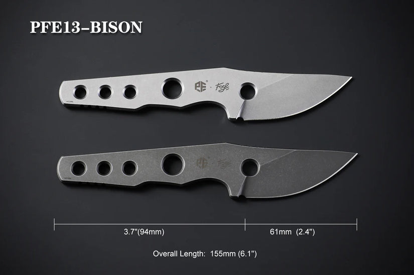 Petrified Fish Bison PFE13W - 2.4" 14C28N Stonewashed Blade