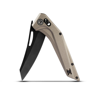 Petrified Fish Frigate - 3.82" CPM S35VN Black Stonewashed Blade, Bronze Grey Aluminium Handle