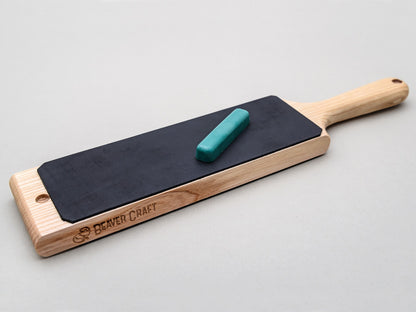 BeaverCraft LS1P1 - Dual-Sided Leather Paddle Strop & Polishing Compound