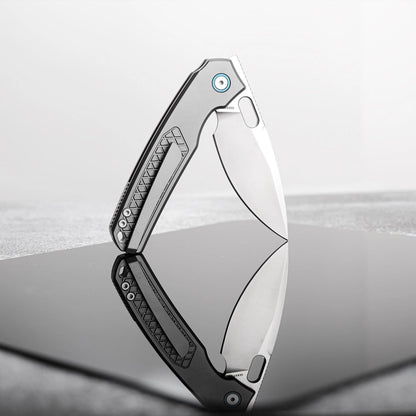 Vosteed Psyop A2202 - 3.32" Elmax Satin Blade, Titanium Patterned Handle
