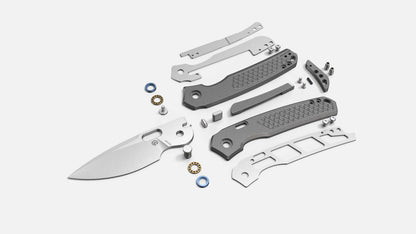 Vosteed Psyop A2202 - 3.32" Elmax Satin Blade, Titanium Patterned Handle