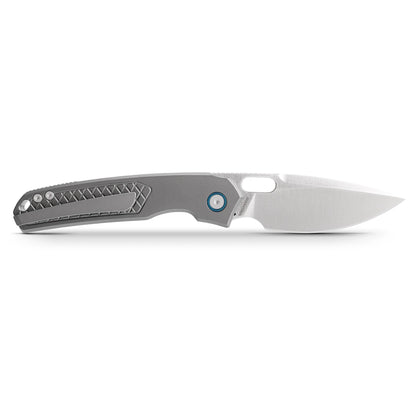 Vosteed Psyop A2202 - 3.32" Elmax Satin Blade, Titanium Patterned Handle
