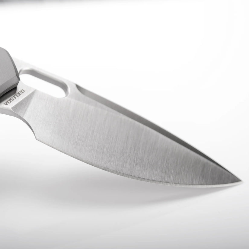 Vosteed Psyop A2202 - 3.32" Elmax Satin Blade, Titanium Patterned Handle