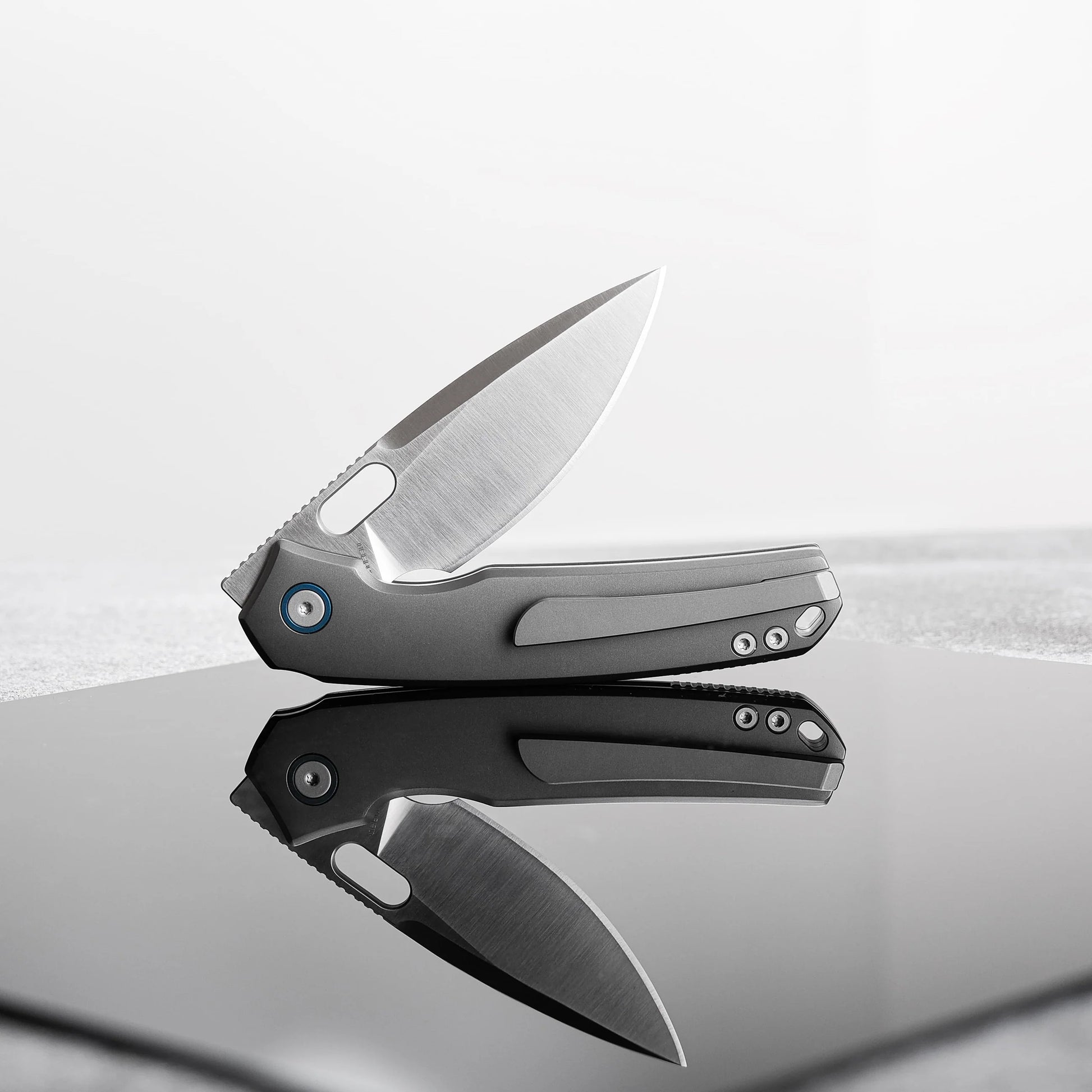 Vosteed Psyop A2204 - 3.32" Elmax Satin Blade, Titanium Handle