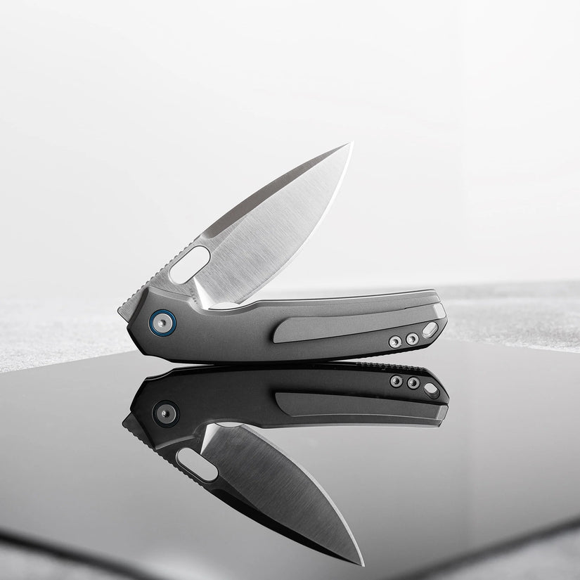 Vosteed Psyop A2204 - 3.32" Elmax Satin Blade, Titanium Handle